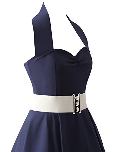 VKStar®Retro Chic ärmellos 1950er Audrey Hepburn Kleid / Cocktailkleid Rockabilly Swing Kleid Marineblau - 4