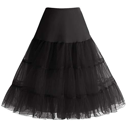 Bbonlinedress Organza 50s Vintage Rockabilly Petticoat Underskirt Black M