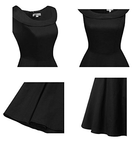 Bbonlinedress 50s Vintage Retro U-Ausschnitt Rockabilly Cocktail Party Kleider Black 3XL -