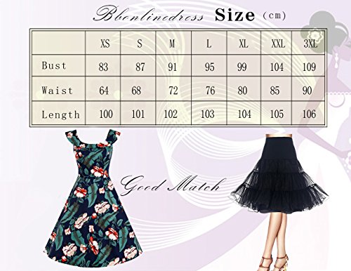 Bbonlinedress 50s Vintage Retro U-Ausschnitt Rockabilly Cocktail Party Kleider Black 3XL -