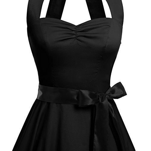 Bbonlinedress 1950er Neckholder Vintage Retro Rockabilly Cocktail Party Kleider Black 2XL - 4