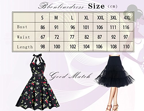 Bbonlinedress 1950er Neckholder Vintage Retro Rockabilly Cocktail Party Kleider Black 2XL - 