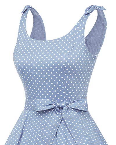 Bbonlinedress 1950er Vintage Polka Dots Pinup Retro Rockabilly Kleid Cocktailkleider Blue White Dot XL - 6