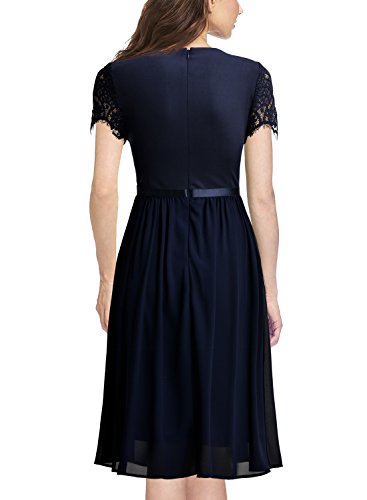 Miusol Damen Abendkleid Sommer Chiffon festlich Kleid Cocktailkleid Vinatge kleider Blau Gr.XL -