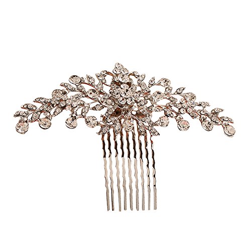 Contever Vintage Rose Golden Simulated Crystal Side Combs Bridal Headpiece Wedding Accessories by Contever