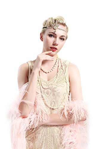 Babeyond® Flapper Great Gatsby Inspiriert Art Deco 1920 Blattmedaillon Perle Kopfschmuck Kopfband runden Goldene - 5