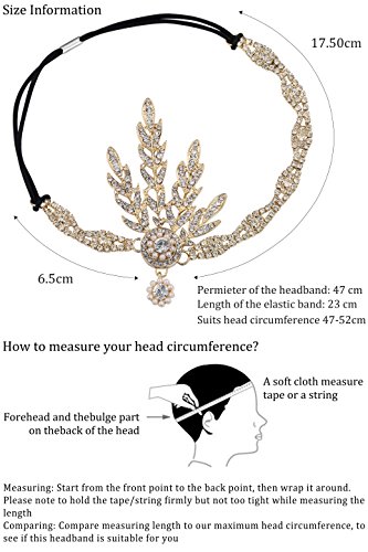 Babeyond® Flapper Great Gatsby Inspiriert Art Deco 1920 Blattmedaillon Perle Kopfschmuck Kopfband runden Goldene - 6