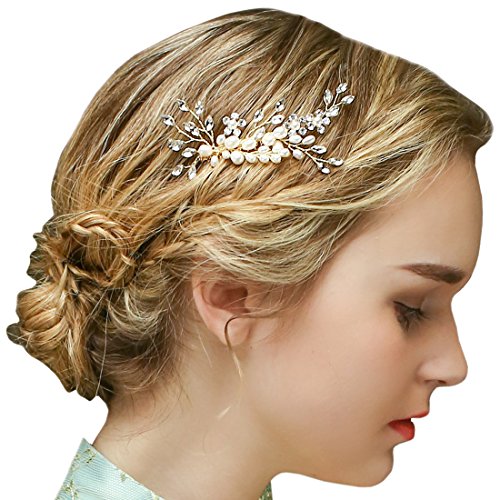 Vintage Gold Braut Haar Kamm Crystal Strass Perlen Hochzeit Haarschmuck