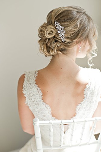 EVER FAITH® CZ österreichischen Kristall kunstvolles Vintage Style Muster Hochzeit Haarkamm Haarschmuck - 2