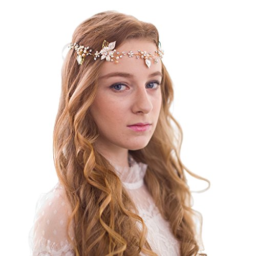 Vintage Perlen Strass Rebe Kopfstück Blume Blätter Haarbänder Haarschmuck Hochzeit - 