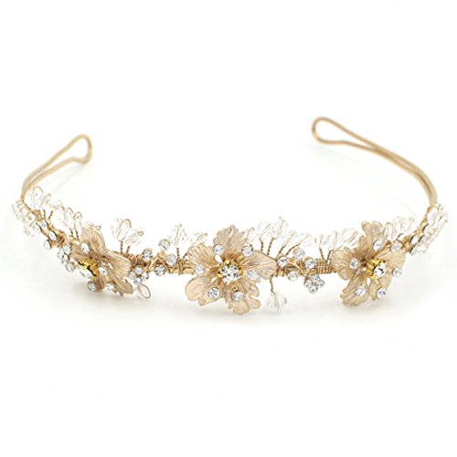 Butterme Braut Vintage Blumen-Kristall Strass-Stirnband Stirnband Hochzeit Haarschmuck