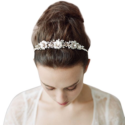Butterme Braut Vintage Blumen-Kristall Strass-Stirnband Stirnband Hochzeit Haarschmuck - 2