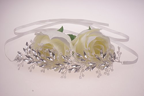 Silver Braut Rebe Stirnbänder Bead Blumen und Kristall Hochzeit Haarteile Haarschmuck - 