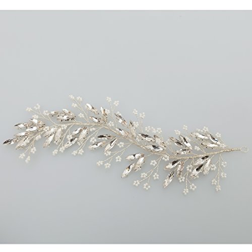 Silver Braut Rebe Stirnbänder Bead Blumen und Kristall Hochzeit Haarteile Haarschmuck - 