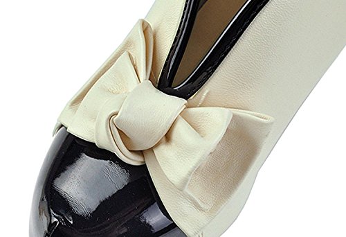 Minetome Damenschuhe Vintage Bogen Pumps High Heels Beige Creme Ankle Boots Stiefeletten Stilettosabsatz Winterstiefel ( EU 39 ) - 5