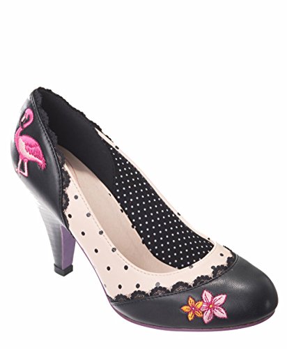 Dancing Days RAYNA Vintage Polka Dots FLAMINGO Pumps High Heels Rockabilly - 