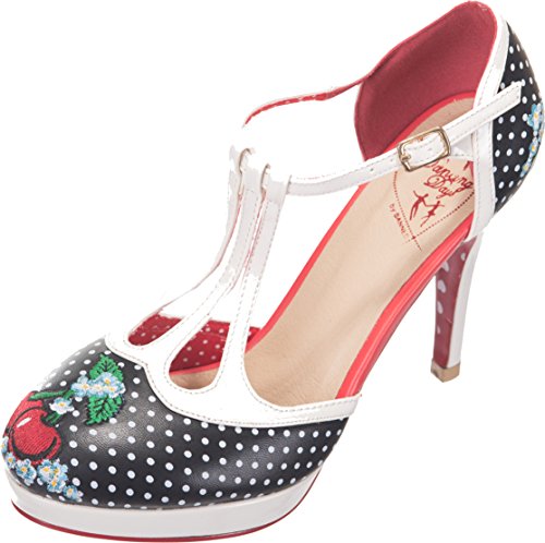 Dancing Days RUBY Vintage 40s T-Strap Pin Up Polka Dots Pumps HIGH HEELS