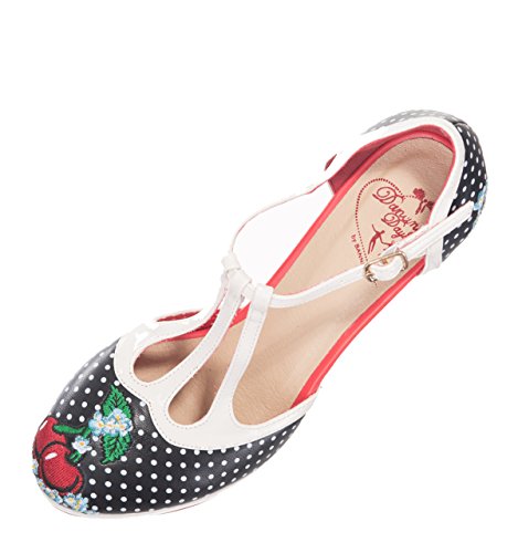 Dancing Days RUBY Vintage 40s T-Strap Pin Up Polka Dots Pumps HIGH HEELS - 4