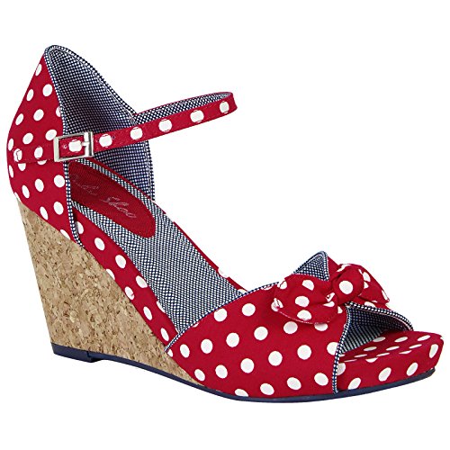 Ruby Shoo MOLLY Vintage Polka DOTS Punkte 50s Riemchen WEDGES / Pumps Rockabilly