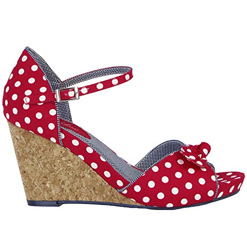 Ruby Shoo MOLLY Vintage Polka DOTS Punkte 50s Riemchen WEDGES / Pumps Rockabilly - 2