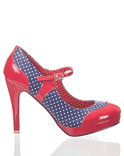 Dancing Days MARY Polka Dots Riemchen Punkte HIGH HEELS Pumps Rockabilly - 