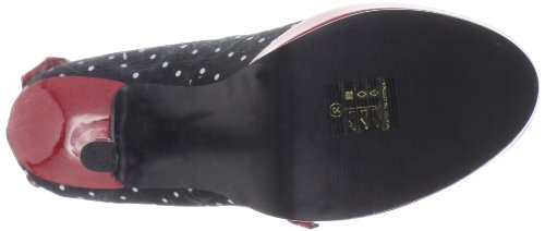 Pleaser Damen Vintage Pumps, Black Satin-Red Pat (Polka Dots Print) - 4