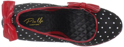Pleaser Damen Vintage Pumps, Black Satin-Red Pat (Polka Dots Print) - 5