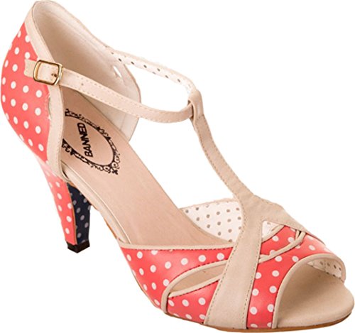 Banned NORMA 50s POLKA DOTS Punkte T-Strap PEEP TOES Pumps Rockabilly