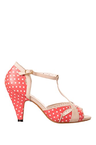 Banned NORMA 50s POLKA DOTS Punkte T-Strap PEEP TOES Pumps Rockabilly - 