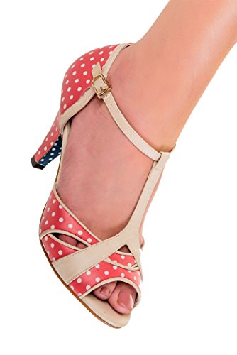 Banned NORMA 50s POLKA DOTS Punkte T-Strap PEEP TOES Pumps Rockabilly - 