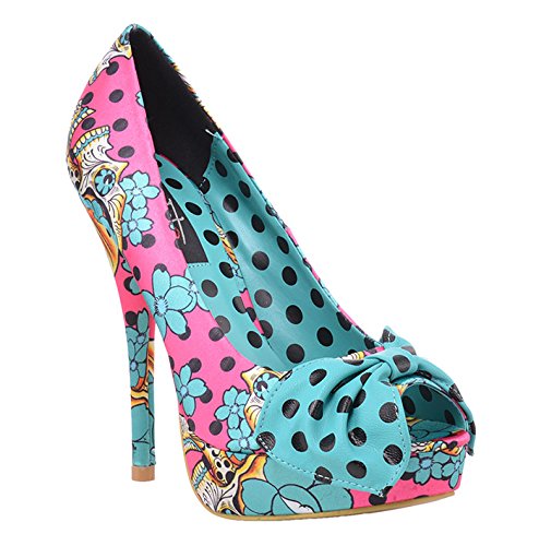 Iron Fist FIESTA SKULL Peep Toe Platform Polka Dots HIGH HEELS Rockabilly