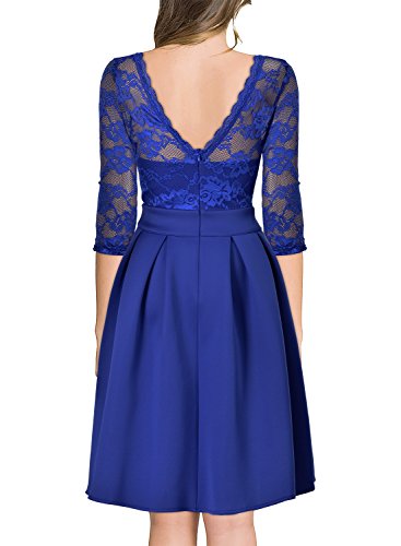 Miusol Cocktailkleid Spitzen 3/4 Arm Vintage Kleid Brautjungfer 50er Jahr Abendkleid Hellblau - 2