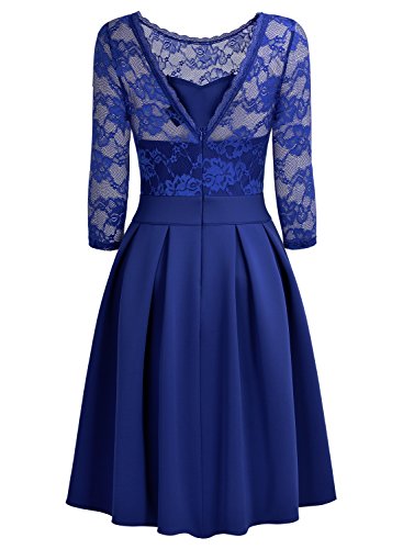 Miusol Cocktailkleid Spitzen 3/4 Arm Vintage Kleid Brautjungfer 50er Jahr Abendkleid Hellblau - 6