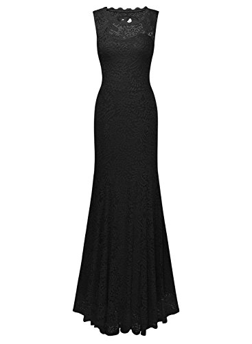 Miusol Kleid Spitzenkleid für Sommer Ruckelfrei und Ärmellos Brautjungferkleid Cocktailkleid - 4