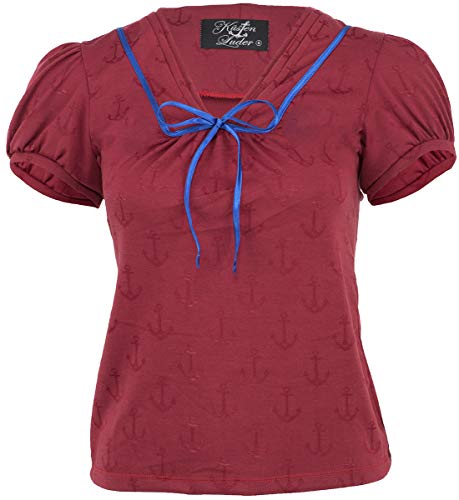 Küstenluder WANETA Matrosen Anchor ANKER V-Neck SHIRT Oberteil Rockabilly