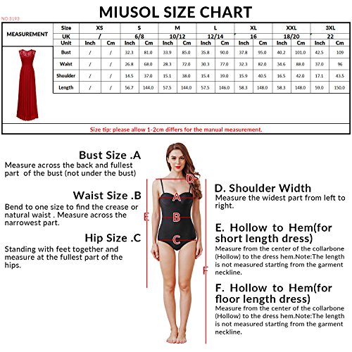 Miusol Damen Aermellos V-Ausschnitt Spitzenkleid Brautjungfer Cocktailkleid Chiffon Faltenrock Langes Kleid Dunkelblau Groesse 44/46/XL - 3