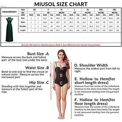 Miusol Spitzen Abendkleid Brautjungfer Cocktailkleid Chiffon Faltenrock Langes Kleid Dunkelblau Gr.L - 3