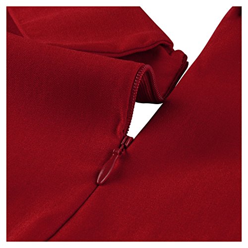 Miusol Damen Aermellos Sommerkleid 1950er Retro Cocktailkleid Petticoat Faltenrock Kleid Weinrot Groesse XXL - 