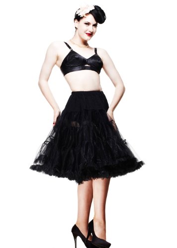 Hell Bunny Petticoat lang Gr: L-XXL, schwarz Rockabilly 50s 50er Unterrock Swing