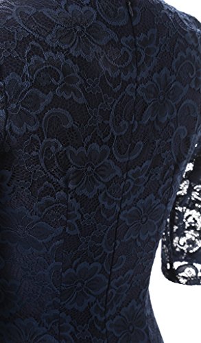 Gigileer Elegant Spitze Damen Kleider V-Neck Wickelkleid Cocktailkleid Party festlich hochzeit Navy M - 