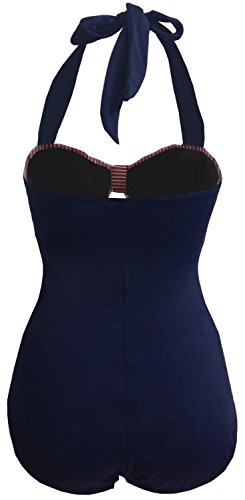 Gigileer Vintage Damen Badeanzug Bademode one Piece Neckholder 50's Style XXL - 