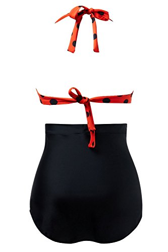 Gigileer Damen Frauen Badeanzug Bademode Plus Size Bikini Sets Rockabilly- Hohe Taillen -bauchweg schwarz XXL - 