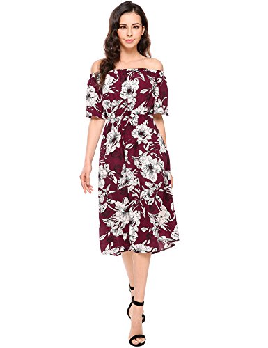 Meaneor Kleid Schulterfrei Retro Vintage Rockabilly Abendkleider - 4