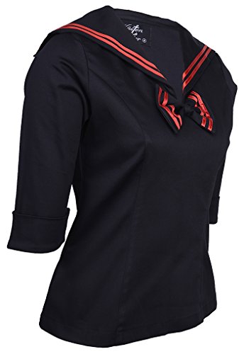 Küstenluder MALENA Sailor Matrosen Collar Vintage BLUSE - Blk Rockabilly - 