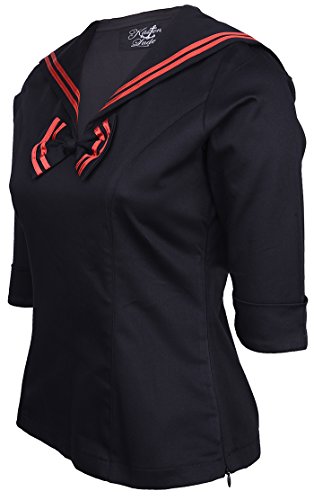Küstenluder MALENA Sailor Matrosen Collar Vintage BLUSE - Blk Rockabilly - 