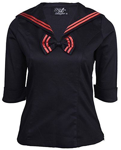 Küstenluder MALENA Sailor Matrosen Collar Vintage BLUSE - Blk Rockabilly - 