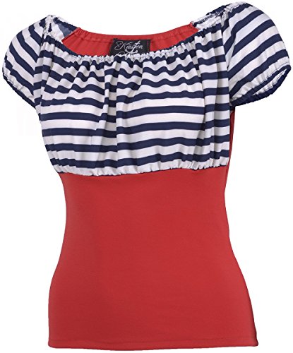 Küstenluder NEELY Sailor Striped 50s Streifen AHOY Retro BLUSE Shirt Rockabilly - 