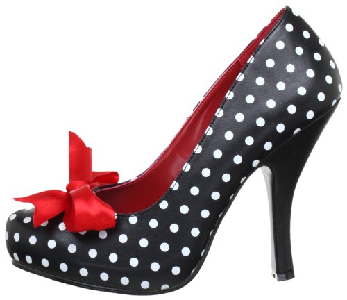 Pin Up Couture CUTIEPIE-06 Damen Pumps, Schwarz (Blk-wht pu (polka dots print)), EU 37 (UK 4) (US 7) - 7