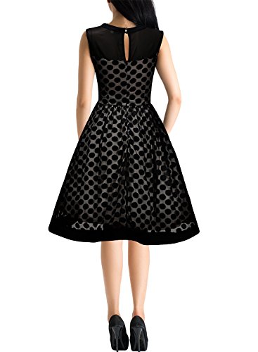 Miusol Knielang Abendkleid Retro 50er Rockabilly kleid Cocktail Ballkleid Schwarz - 2