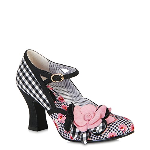 Ruby Shoo DEE Vintage Gingham FLOWER Riemchen PUMPS High Heels Rockabilly (36)